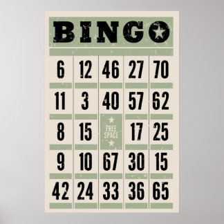 Tarjeta de Bingo Vintage – Arte de Pared de Sala d