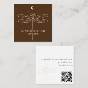 Tarjeta de Biz Brown Square de código QR de libélu