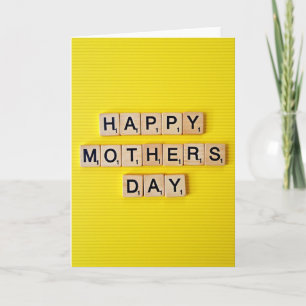 Tarjeta de bloques del día de la madre feliz