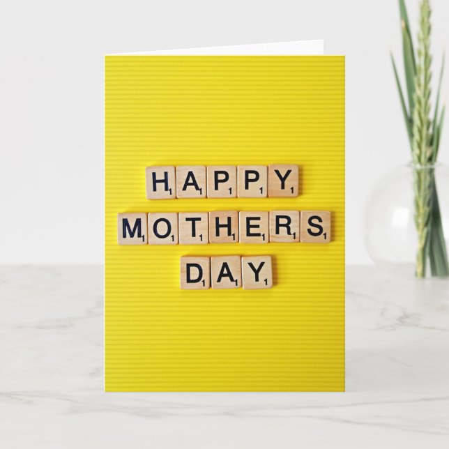 Tarjeta de bloques del día de la madre feliz (Anverso)