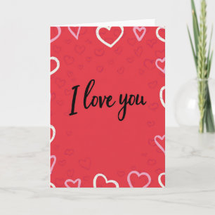 Tarjeta de boceto de corazones 'Te amo'