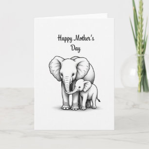 Tarjeta de boceto del día de la madre elefante