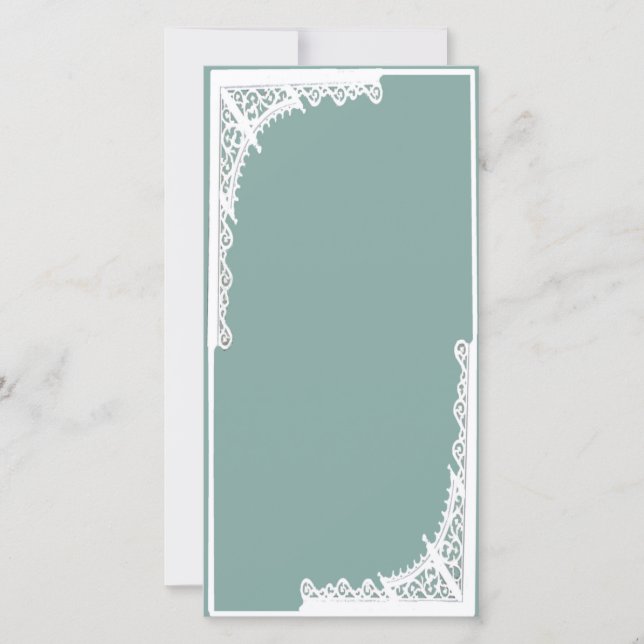 TARJETA DE BODA 4x8, TURQUESA Y BLANCA (Anverso)