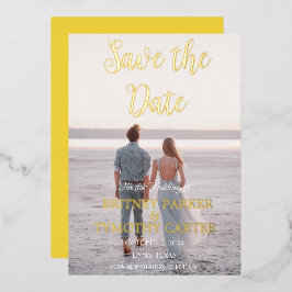 Tarjeta de boda amarilla con código QR moderno par