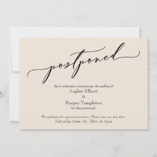 Tarjeta de Boda Aplazada de Crema Simple y Elegant