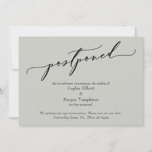 Tarjeta de Boda Aplazada Elegante y Simple en Verd