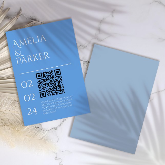 Tarjeta de Boda azul minimalista (Subido por el creador)