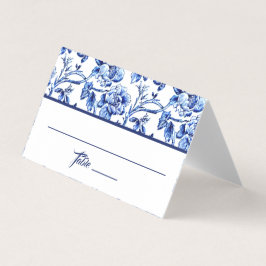 Tarjeta de Boda Blue Floral Toile Place