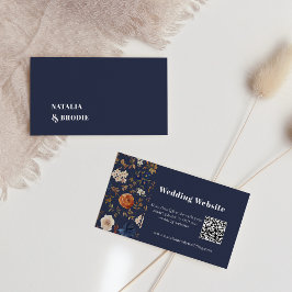Tarjeta de Boda Boho Navy Blue Terracotta
