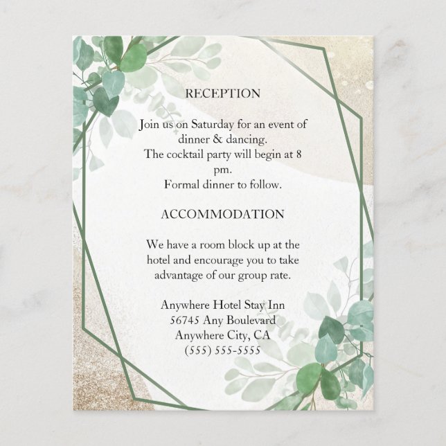 Tarjeta de Boda botánico minimalista (Anverso)