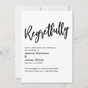Tarjeta de Boda Cancelada con Lamento Blanco Negro