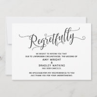 Tarjeta de Boda Cancelada Elegantemente Lamentable