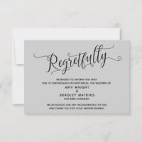 Tarjeta de Boda Cancelada Gris Elegante con Pesar