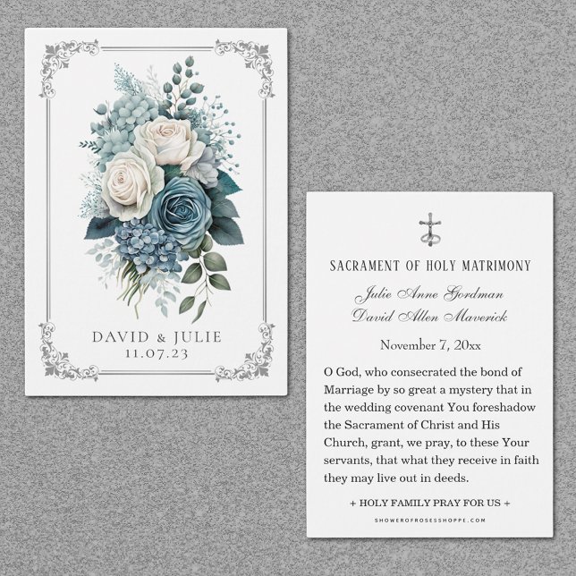 Tarjeta de Boda Católica Floral Azul (Subido por el creador)