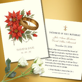 Tarjeta de Boda católica para navidades Poinsettia