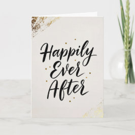 Tarjeta de Boda con Caligrafía en Dorado 'Felicida