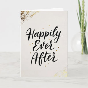 Tarjeta de Boda con Caligrafía en Dorado 'Felicida