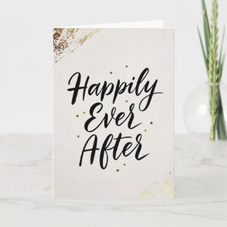 Tarjeta de Boda con Caligrafía en Dorado 'Felicida