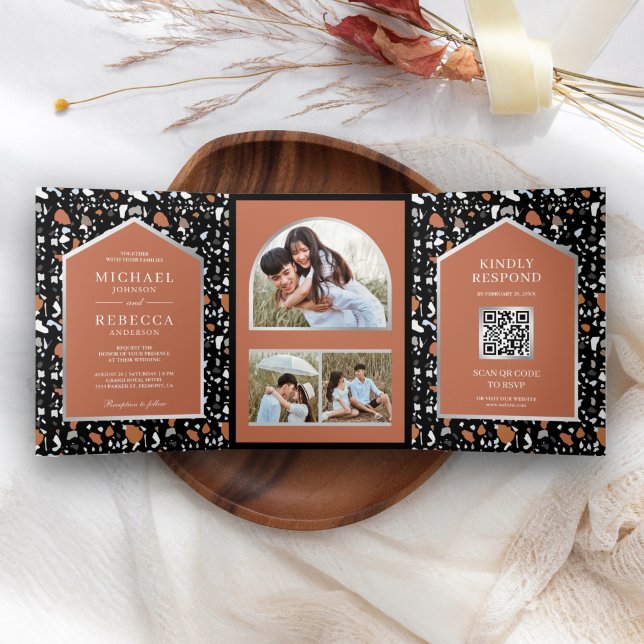 Tarjeta de boda con código QR de baldosas de terra (Subido por el creador)