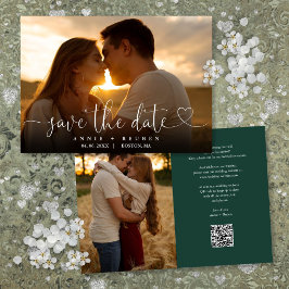 Tarjeta de boda con código QR de foto con corazón 