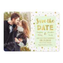Tarjeta de boda con confeti dorado Mint para guard