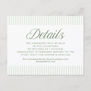 Tarjeta de Boda con Detalles de Rayas Verde Salvia