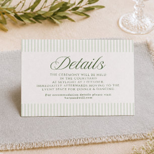 Tarjeta de Boda con Detalles de Rayas Verde Salvia