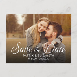 Tarjeta de boda con foto con guión moderno simple