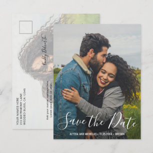 Tarjeta de boda con foto moderna con escritura ele