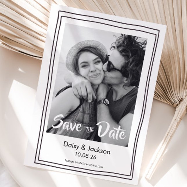 Tarjeta de boda con foto moderna y caprichosa de S (Whimsical save the date photo wedding invitation)