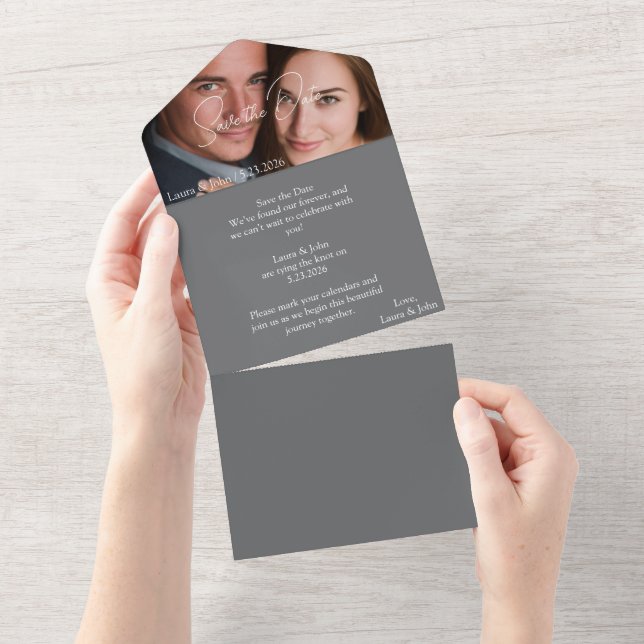Tarjeta de boda con foto personalizada y texto per (desgarro)