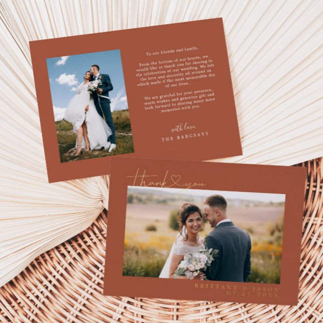 Tarjeta de boda con guión de corazón de agradecimi (Subido por el creador)