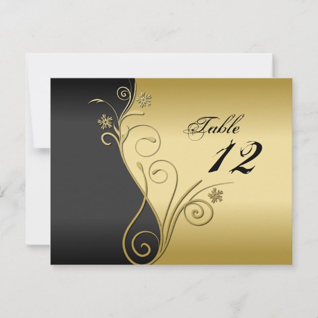 Tarjeta de Boda con Número de Mesa - Clásico Negro (Anverso)