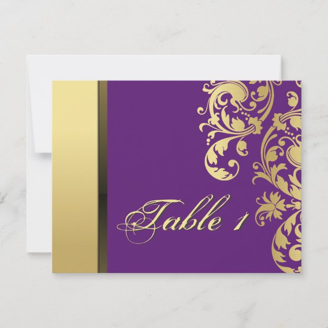 Tarjeta de Boda con Número de Mesa - Floral Púrpur (Anverso)