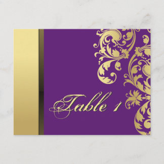 Tarjeta de Boda con Número de Mesa - Floral Púrpur