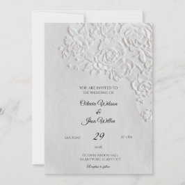 Tarjeta de Boda con Rosas Realzadas y Borde Dentad