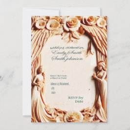 tarjeta de boda con textura de madera ubique moder