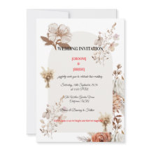 Tarjeta de Boda con Tonos Terrosos Neutros