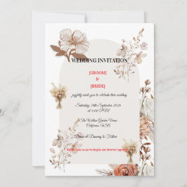 Tarjeta de Boda con Tonos Terrosos Neutros