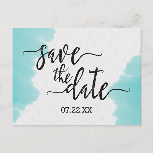 Tarjeta de boda con trazo de pincel de acuarela Aq (Anverso)