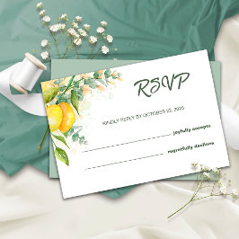 Tarjeta de boda de acuarela de limón RSVP