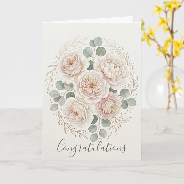 Tarjeta de boda de acuarela de lujo (flor amarilla)