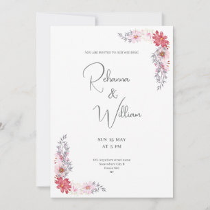 tarjeta de boda de acuarela de marco floral rosa s