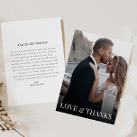 Tarjeta de Boda de agradecimiento con foto y mensa<br><div class="desc">Una tarjeta de agradecimiento muy bien diseñada con un espacio dedicado en la parte superior para una foto muy apreciada, que capta un momento o memoria especial. Debajo de la foto, en un guión elegante y fluido, está la frase "Amor y Gracias", que transmite gratitud sincera con simplicidad y gracia....</div>