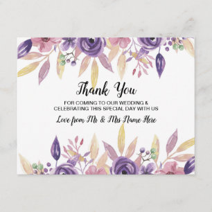 Tarjeta de boda de agradecimiento floral lavanda F