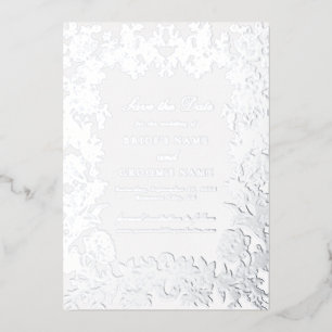 Tarjeta de boda de ahorro de fecha con hoja de pla