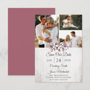 Tarjeta de boda de algodón sureño rústico "Save Th