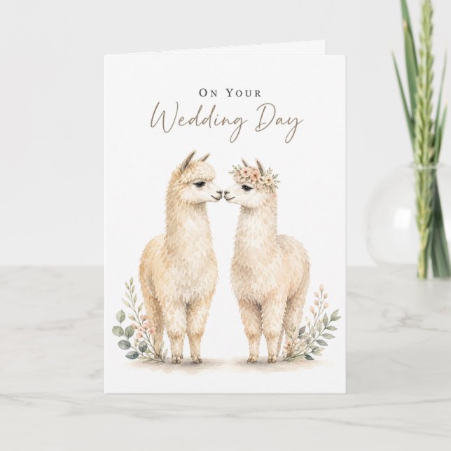 Tarjeta de Boda de Alpaca Elegante (Anverso)