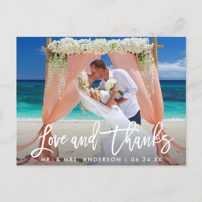 Tarjeta de boda de amor y agradecimiento con letra (Anverso)