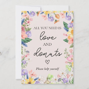 Tarjeta de Boda de amor y dount de la primavera de